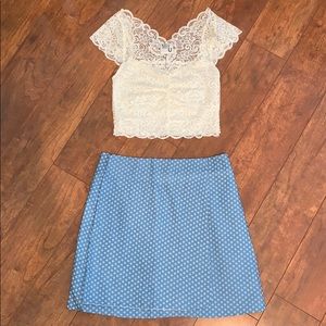 Blue flower envelope skirt